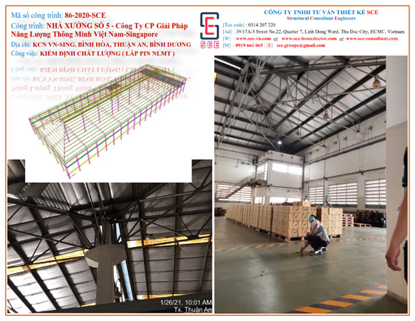 Nhà xưởng số 5 - CTCP Giải pháp năng lượng thông minh Việt Sing - Kiểm Định Chất Lượng Xây Dựng HCM
